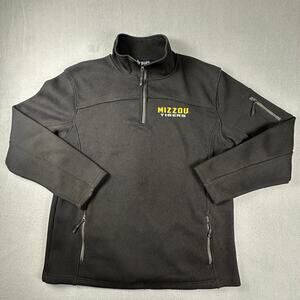 Mizzou Tigers Campus Heritage Black Waffle Knit 1/4 Zip Pullover XL Embroidered
